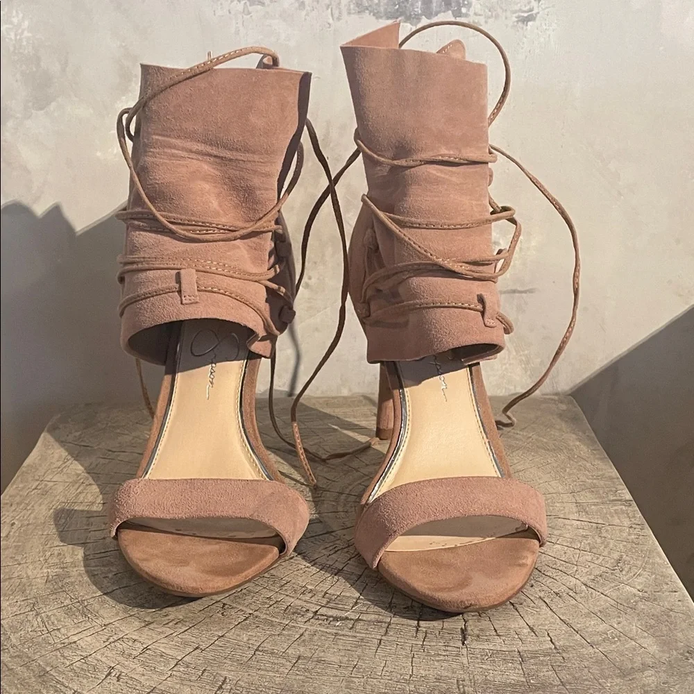 Suede Lace-Up Heels by Jessica Simpson